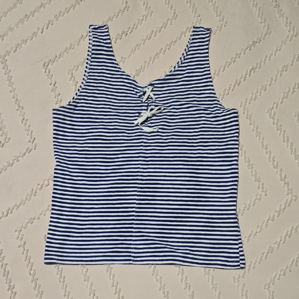 π£ Navy Striped Women's Tank Top